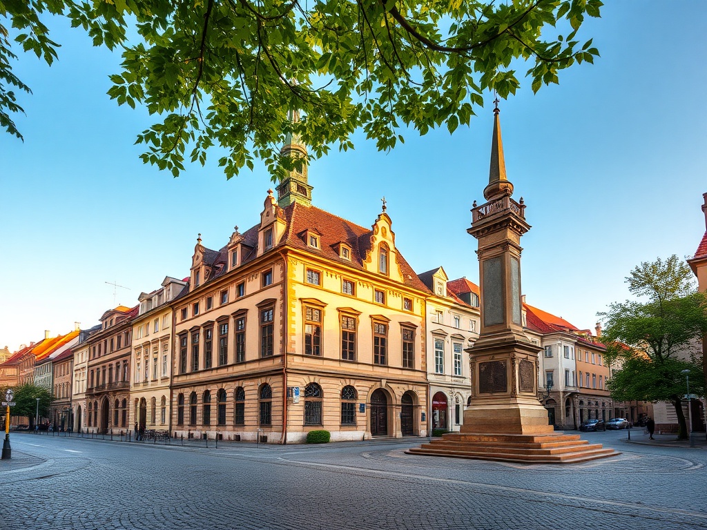 Widok na ruiny zamku w Łęczycy z charakterystyczną wieżą i otaczającym go terenem zielonym